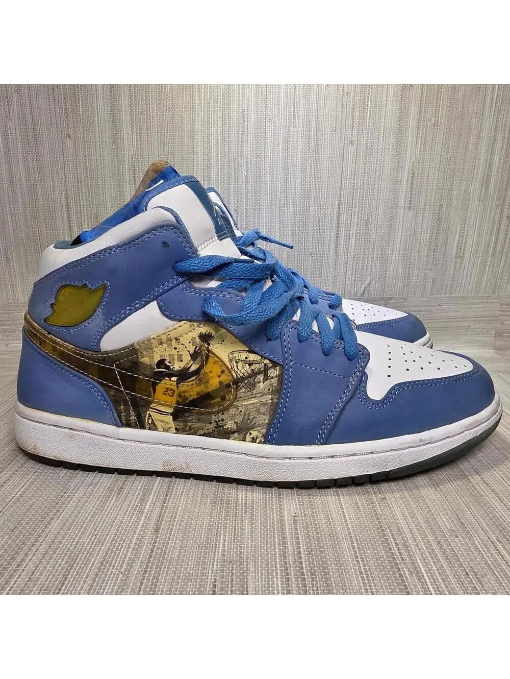 Nike Air Jordan 1 Mid Alpha 316269-142 White University Blue Men's Size 11 2007